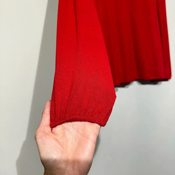 MICHAEL KORS Women's Wrapover Top/Blouse Red Long Sleeve V Neck Size L - Picture 8 of 9